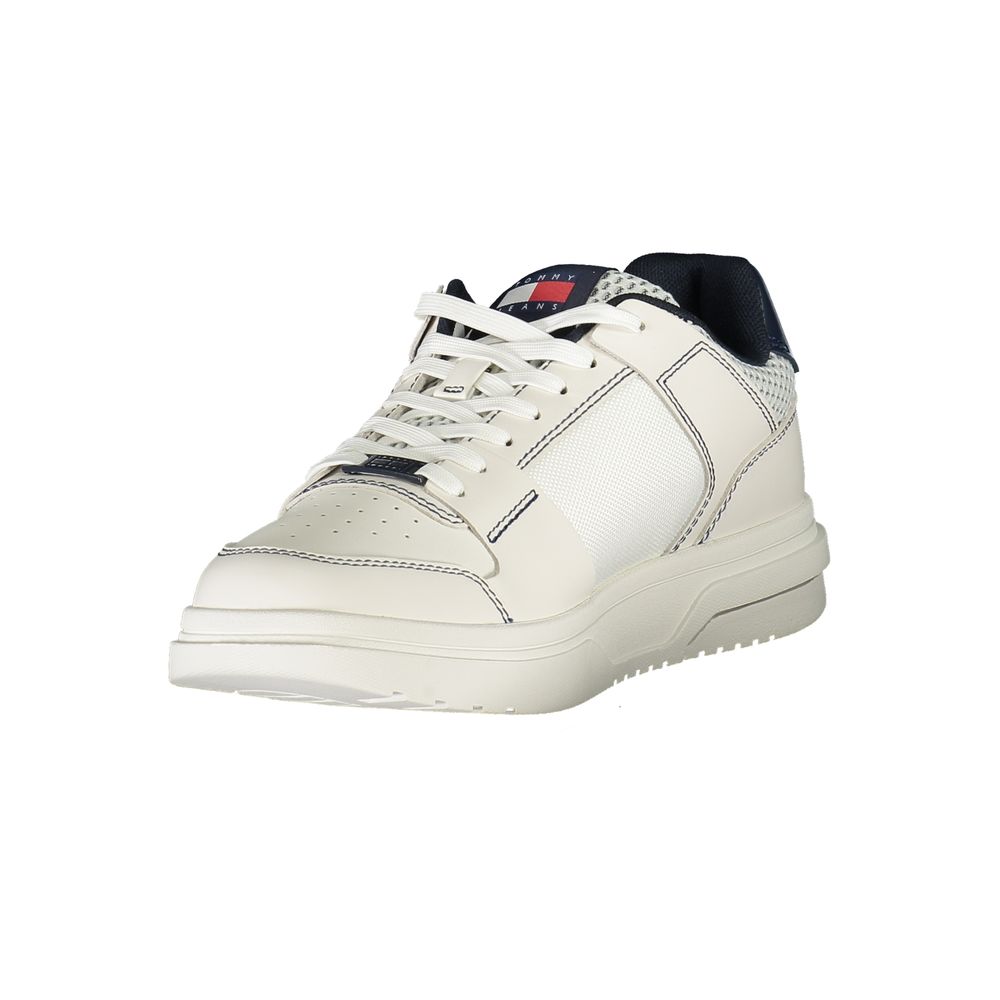 Tommy Hilfiger Contrast-Striped Leather Sneaker — White, view 3