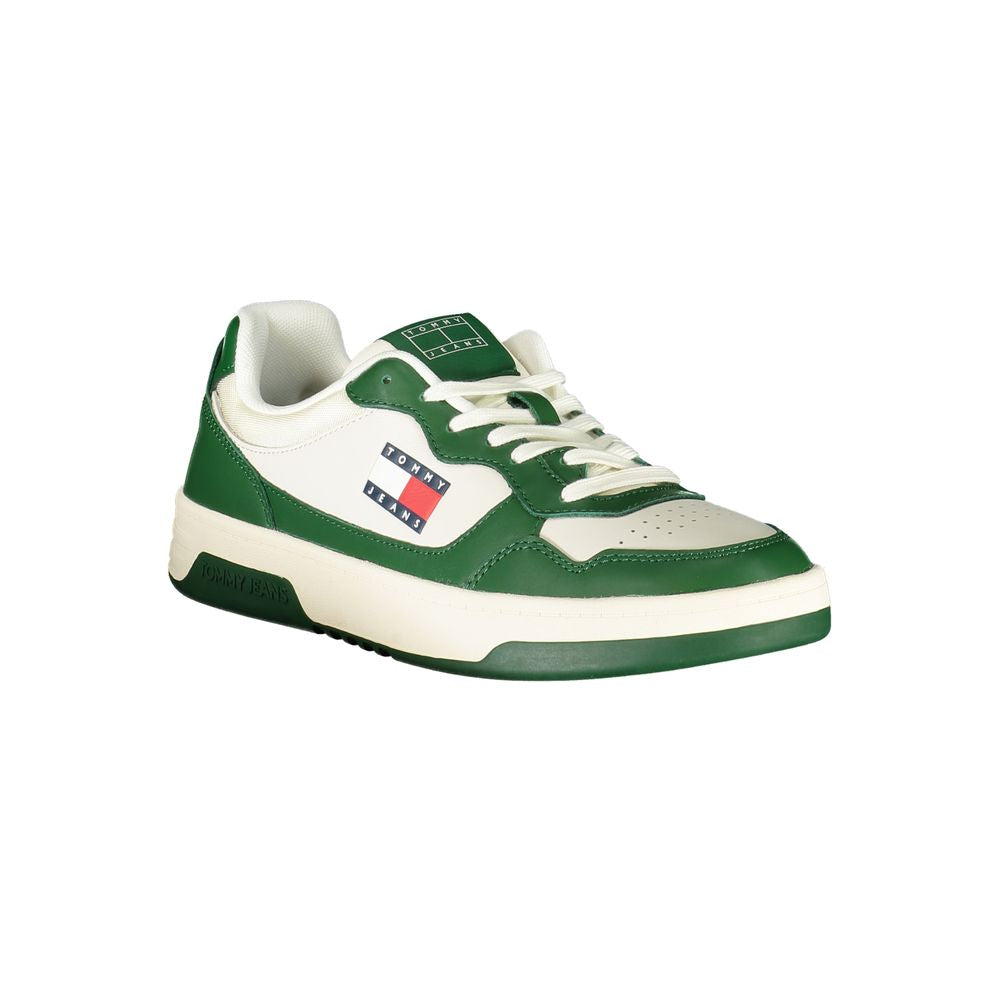 Tommy Hilfiger Color-Block Leather Sneaker — White, view 2