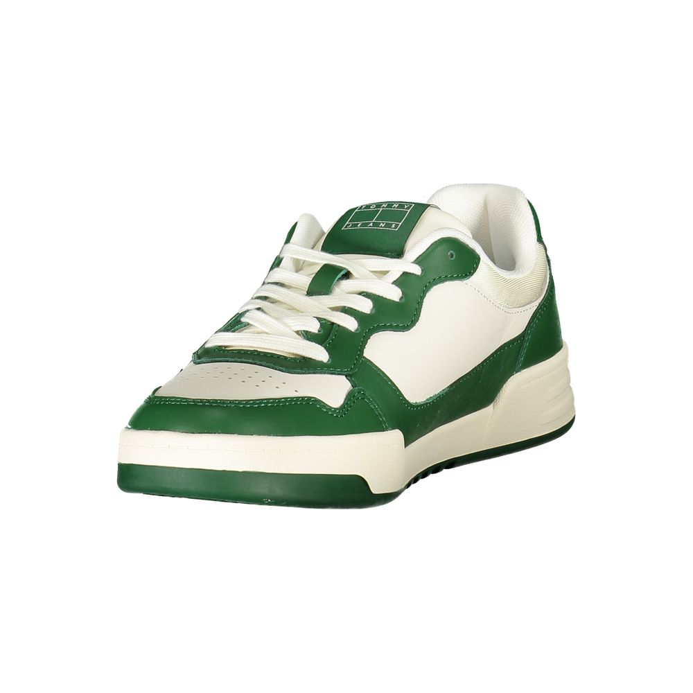 Tommy Hilfiger Color-Block Leather Sneaker — White, view 3