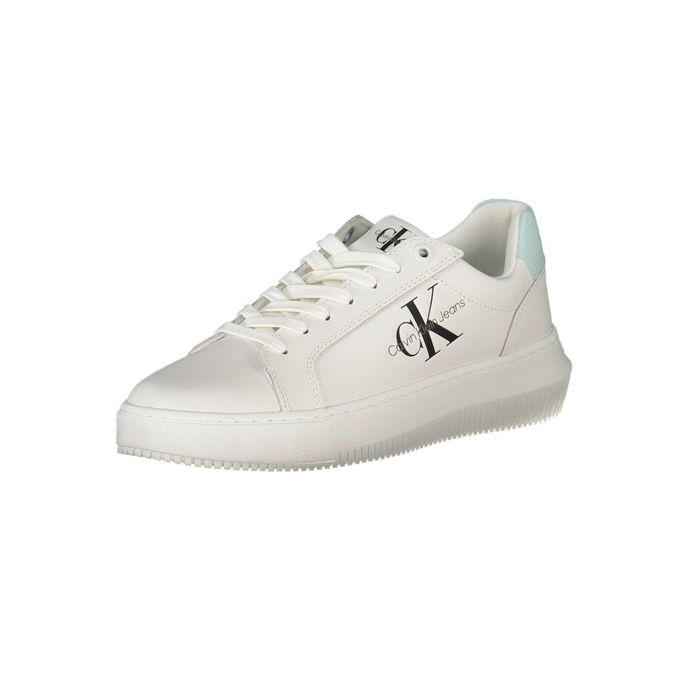 Calvin Klein Logo Leather Sneaker — White, view 2
