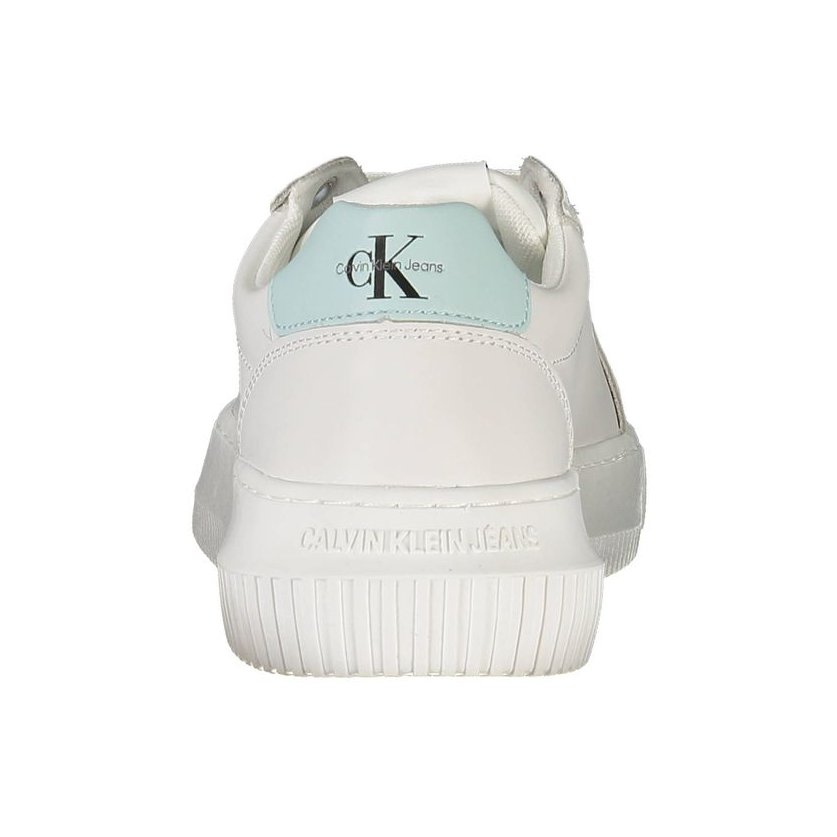 Calvin Klein Logo Leather Sneaker — White, view 3