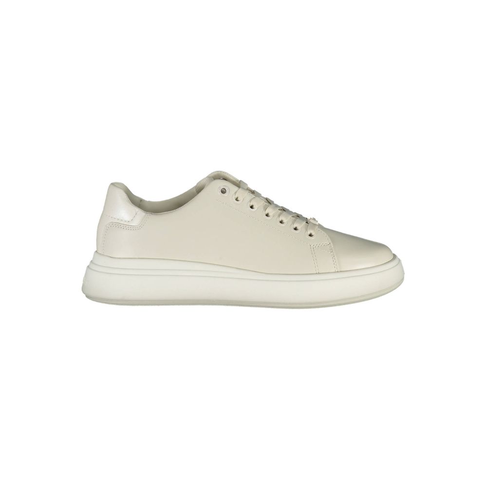 Calvin Klein Leather Sneaker — Beige by Calvin Klein