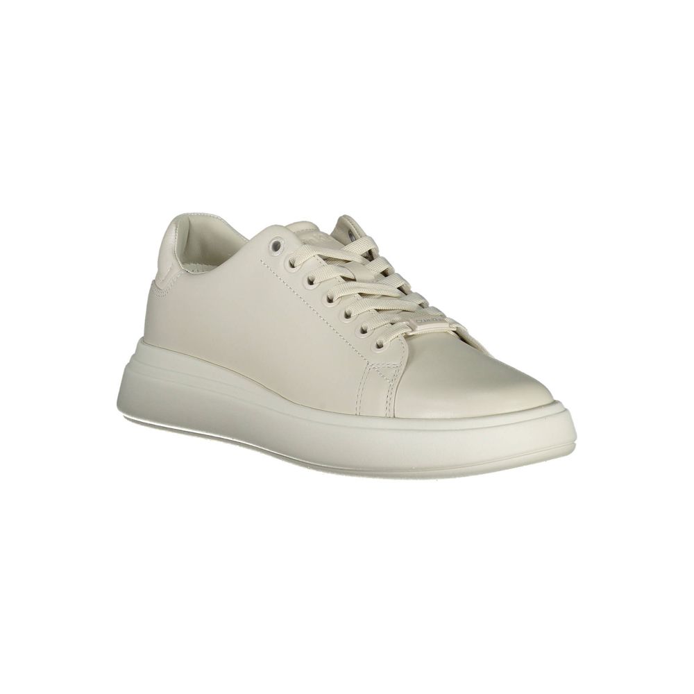 Calvin Klein Leather Sneaker — Beige, view 3
