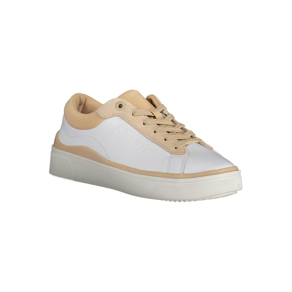 Tommy Hilfiger Leather and Polyester Colorblock Sneaker — White, view 2