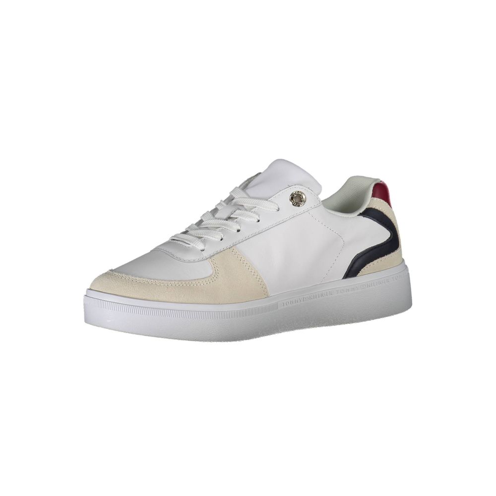 Tommy Hilfiger Color-Block Leather Sneaker — White, view 3