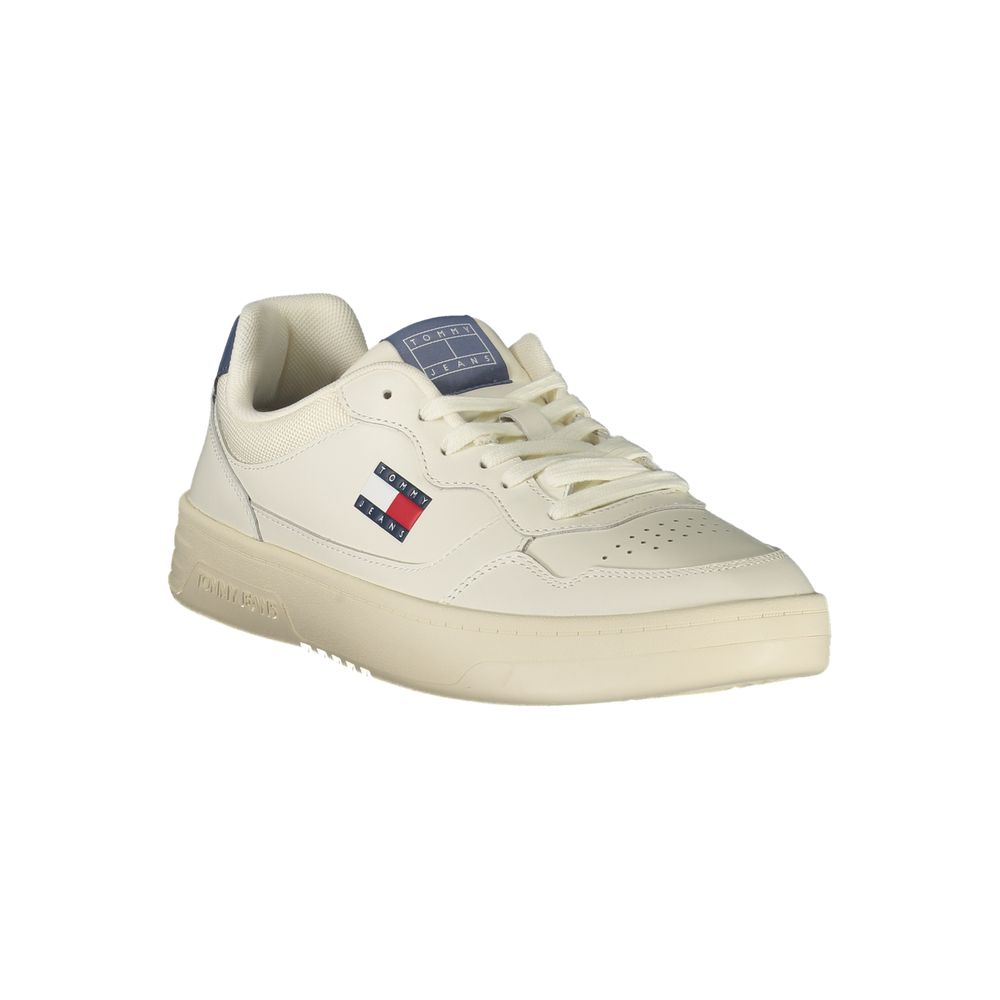Tommy Hilfiger Logo-Accented Leather Blend Sneakers — White, view 2
