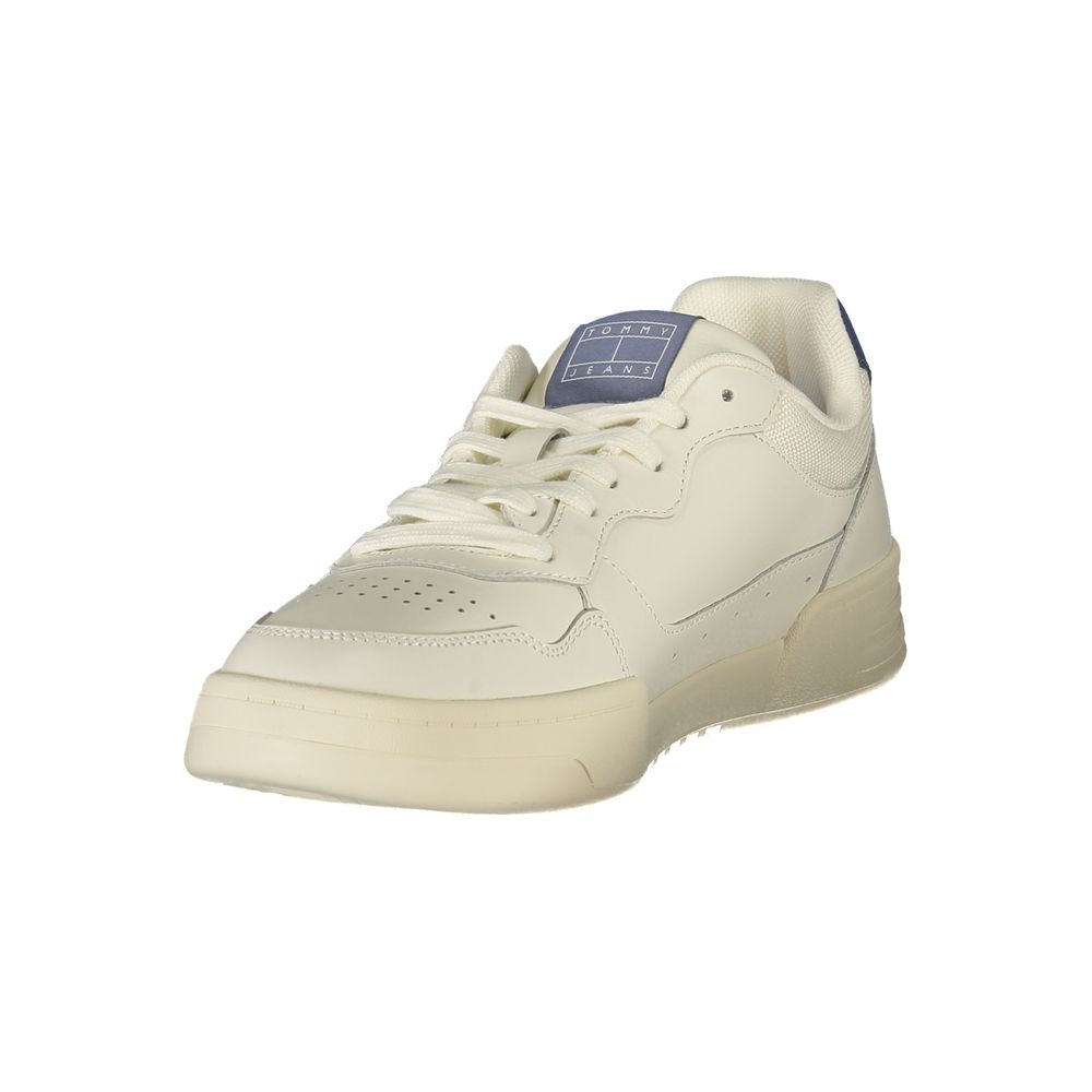 Tommy Hilfiger Logo-Accented Leather Blend Sneakers — White, view 3