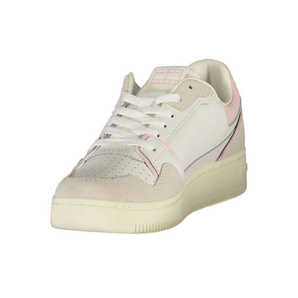 Tommy Hilfiger Color-Block Leather and Polyurethane Sneaker — White, view 3