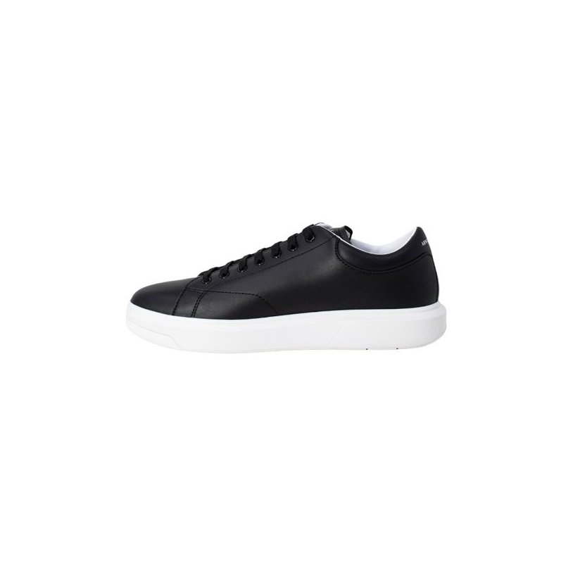 Armani Exchange Leather Low-Top Sneakers — Black, view 2