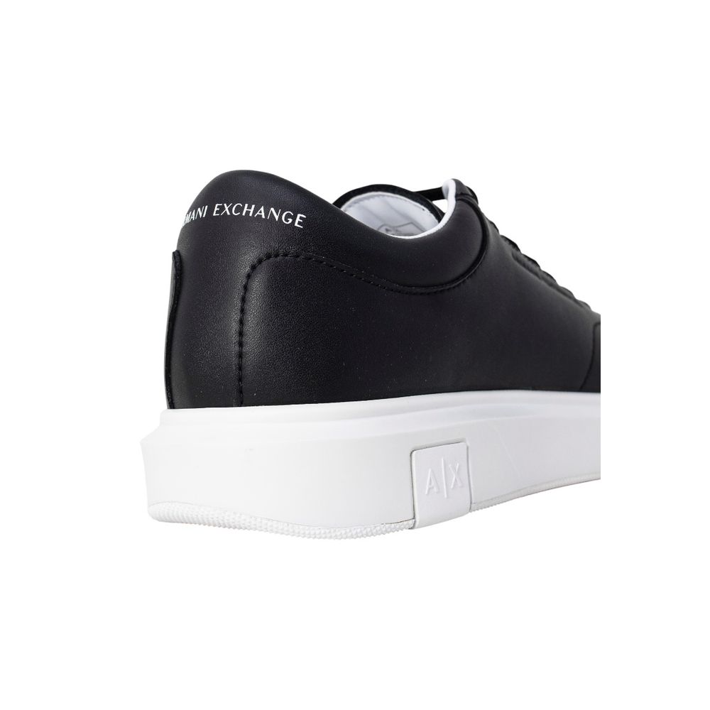 Armani Exchange Leather Low-Top Sneakers — Black, view 4