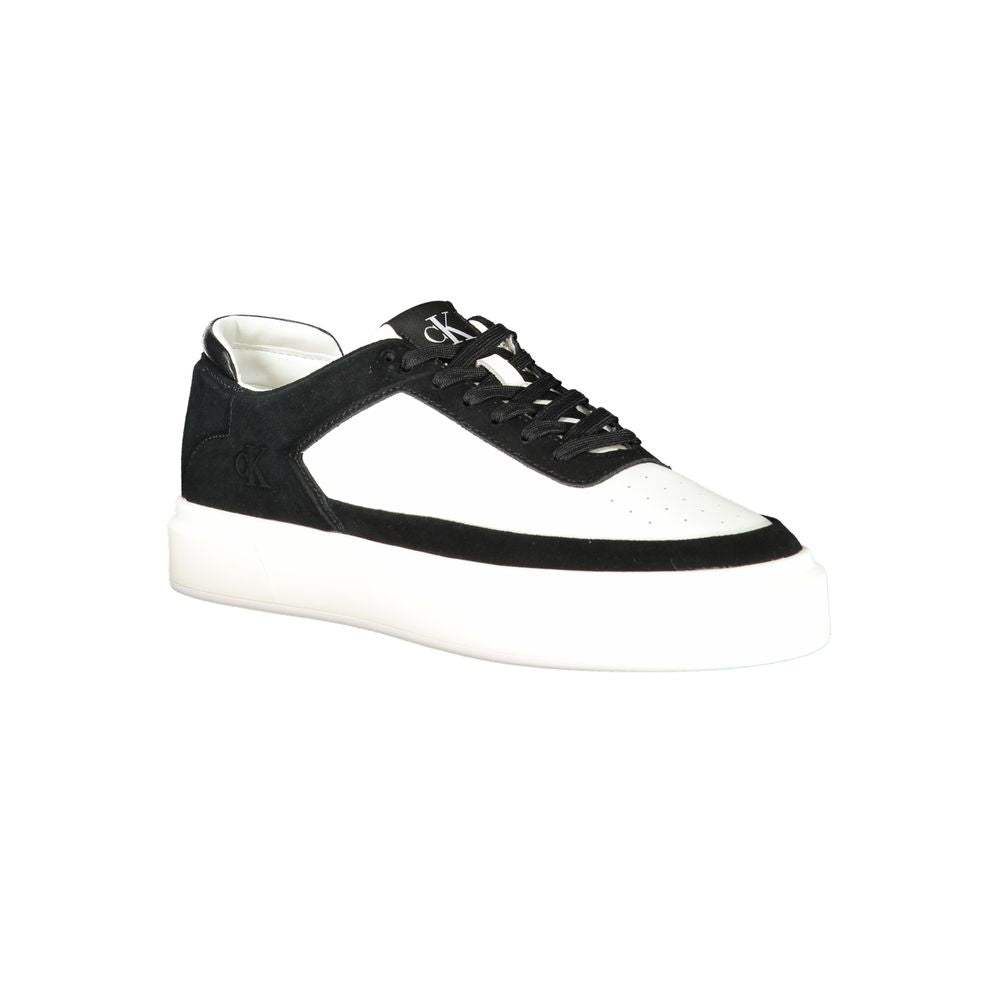 Calvin Klein Colorblock Suede Sneaker — White, view 2
