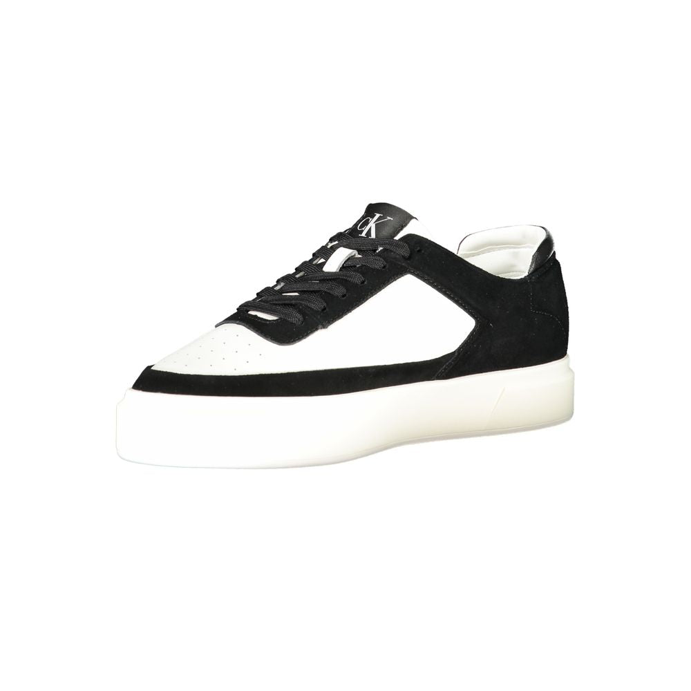 Calvin Klein Colorblock Suede Sneaker — White, view 3