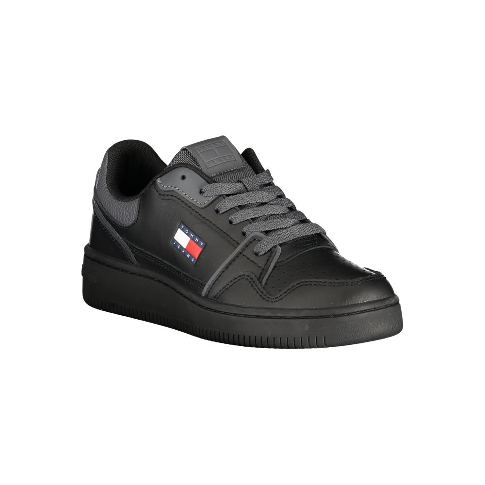 Tommy Hilfiger Lace-Up Leather Sneaker — Black, view 2