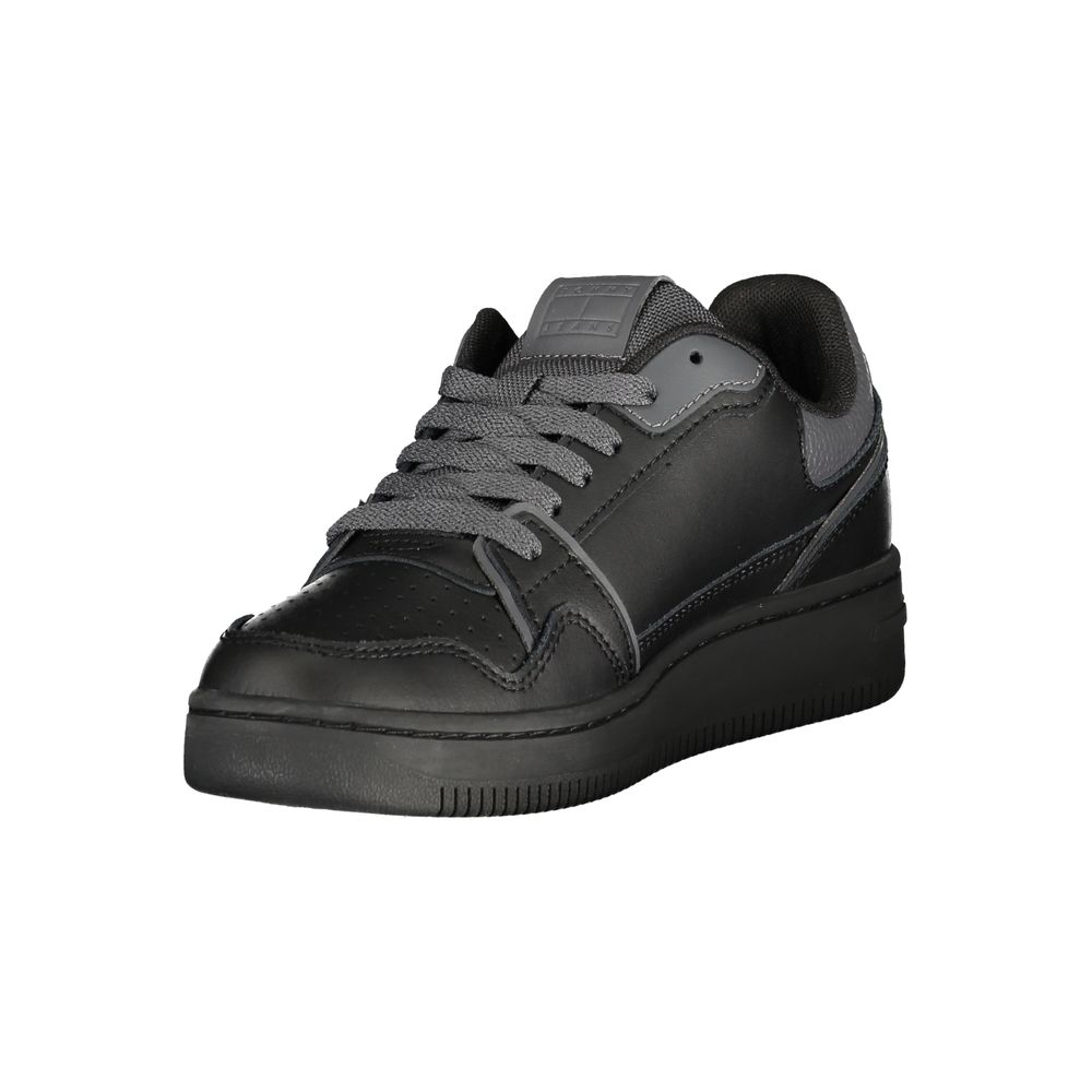 Tommy Hilfiger Lace-Up Leather Sneaker — Black, view 3