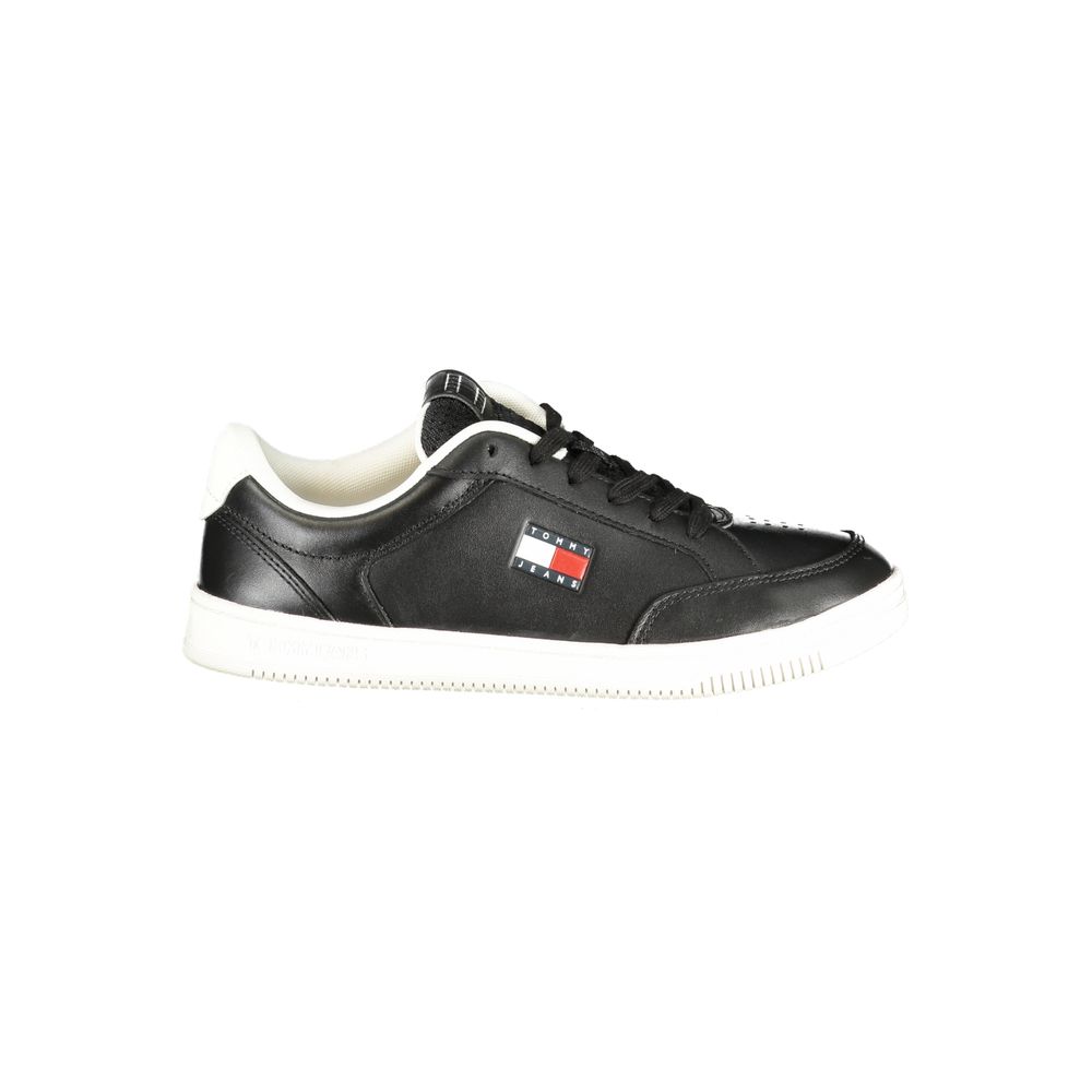 Tommy Hilfiger Lace-Up Leather Sneaker — Black by Tommy Hilfiger