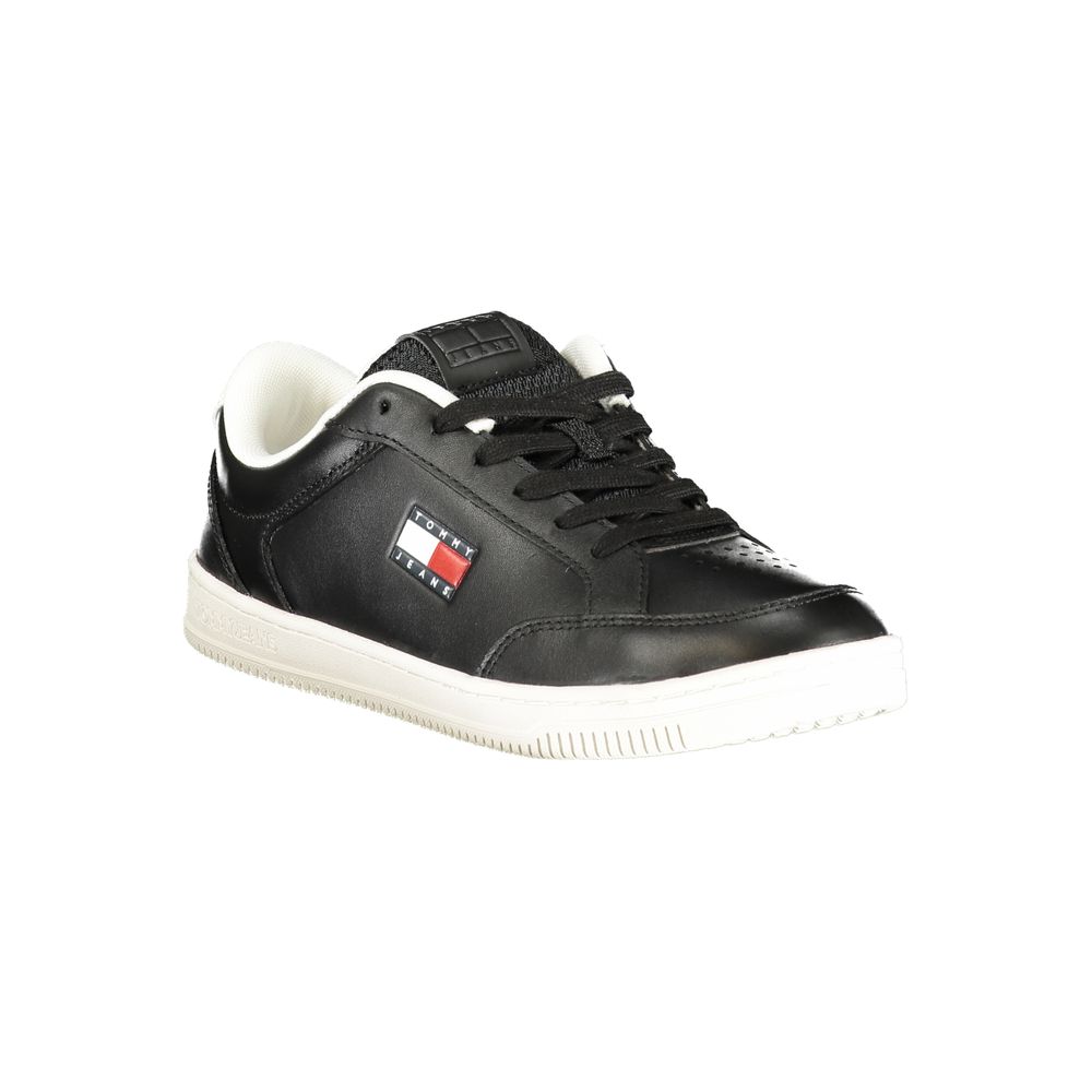 Tommy Hilfiger Lace-Up Leather Sneaker — Black, view 2