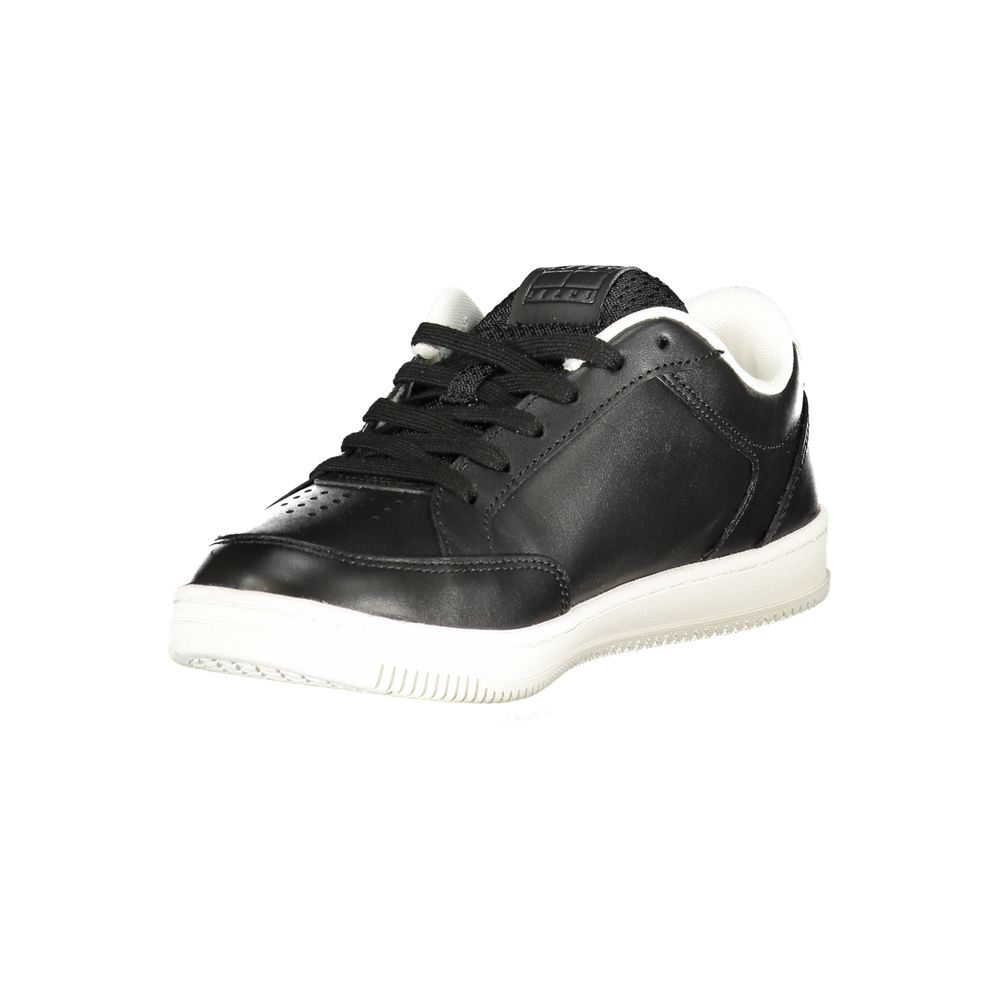 Tommy Hilfiger Lace-Up Leather Sneaker — Black, view 3