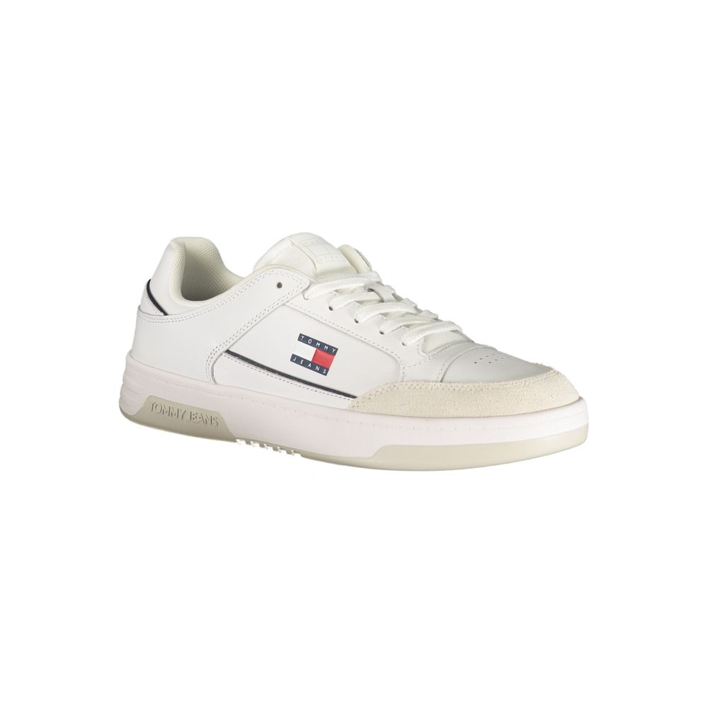 Tommy Hilfiger Lace-Up Leather-Blend Sneaker — White, view 2