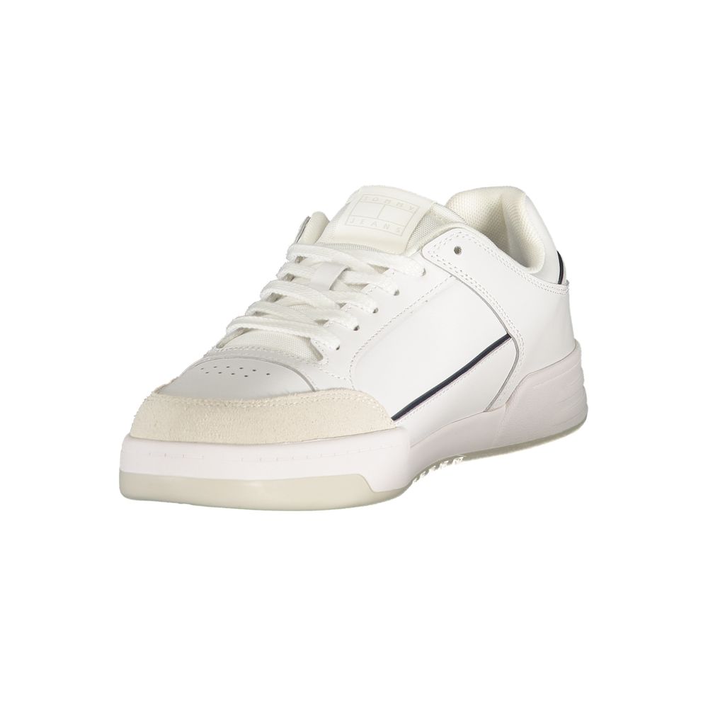 Tommy Hilfiger Lace-Up Leather-Blend Sneaker — White, view 3