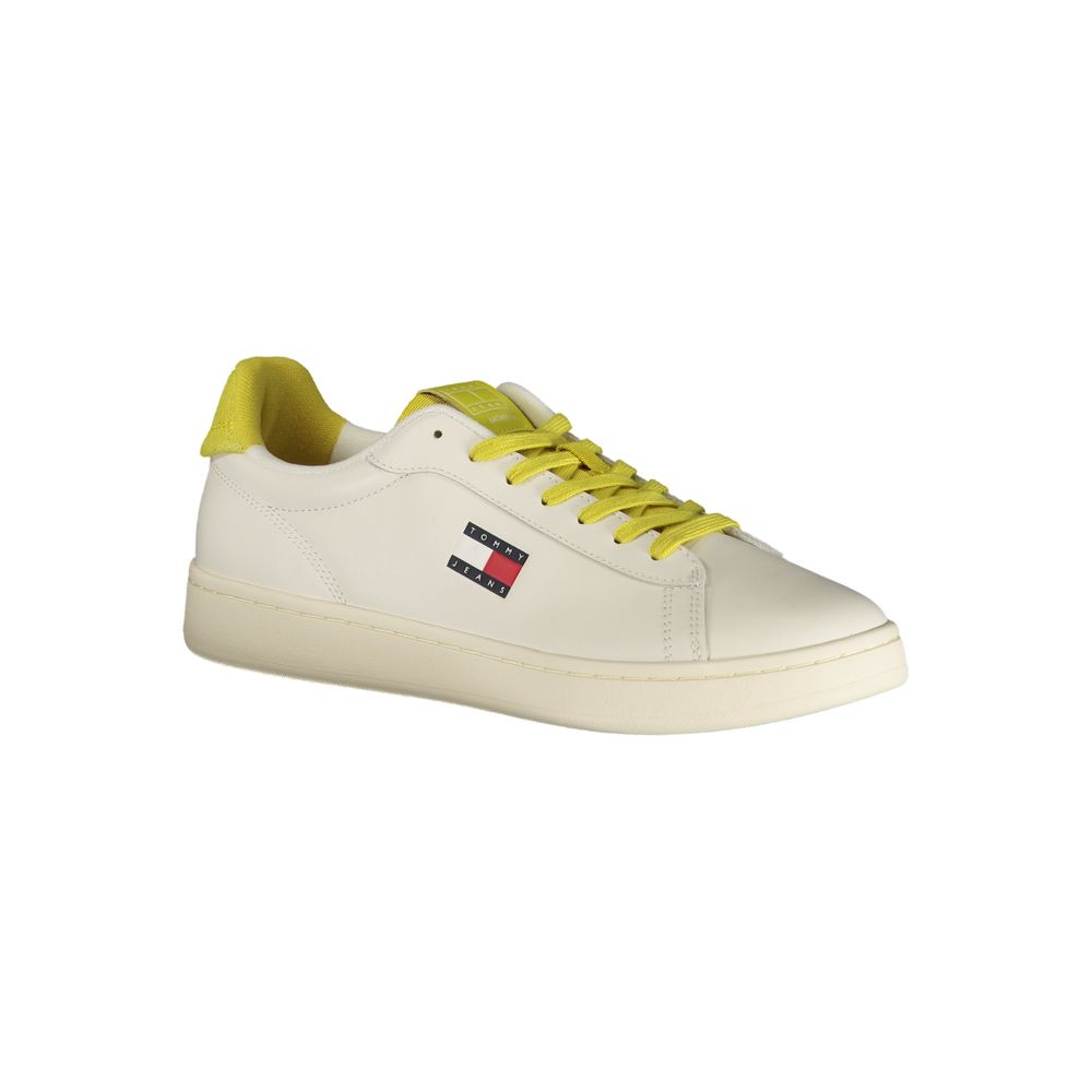 Tommy Hilfiger Logo-Print Leather Blend Sneaker — White, view 2