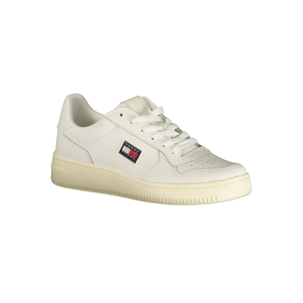 Tommy Hilfiger Logo-Appliqué Leather Sneaker — White, view 2