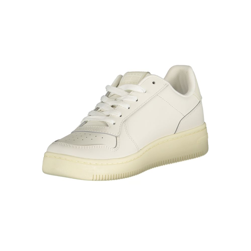 Tommy Hilfiger Logo-Appliqué Leather Sneaker — White, view 3