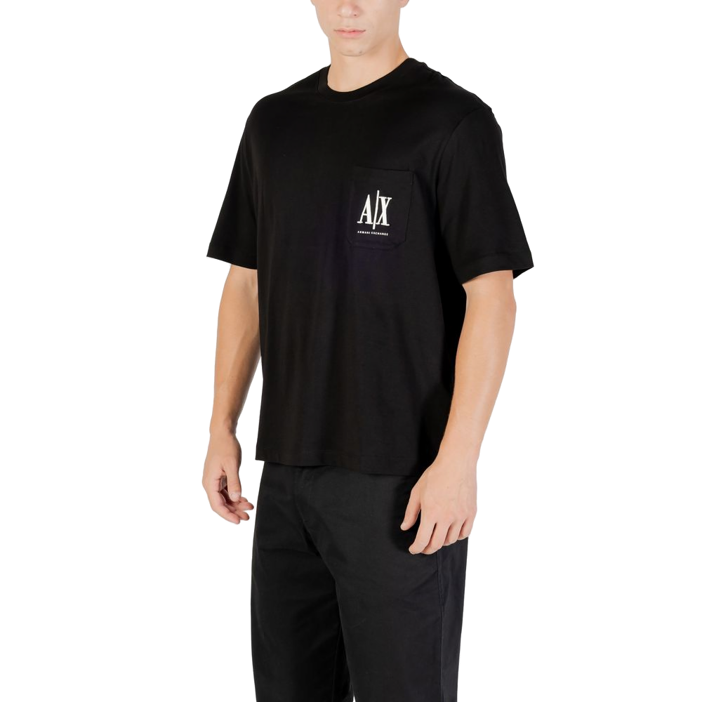 Armani Exchange Logo-Print Cotton T-Shirt — Black, view 3