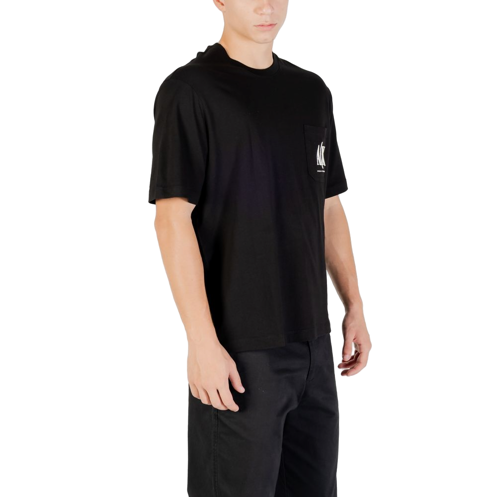 Armani Exchange Logo-Print Cotton T-Shirt — Black, view 4