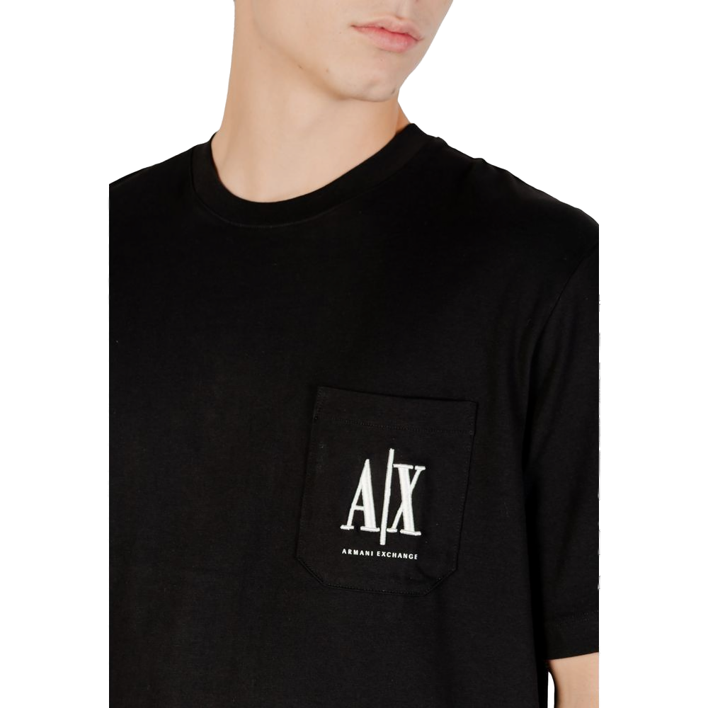 Armani Exchange Logo-Print Cotton T-Shirt — Black, view 5