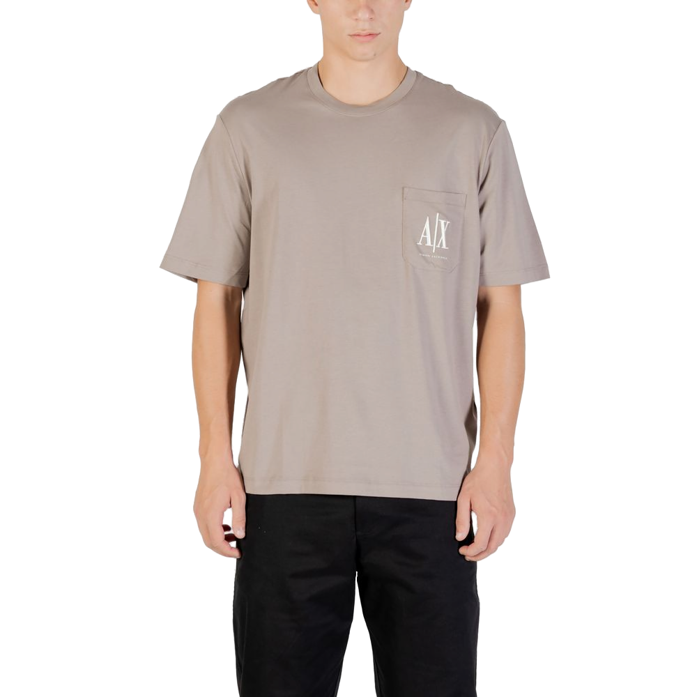 Armani Exchange Logo Pocket Cotton T-Shirt — Brown by Armani Exchange