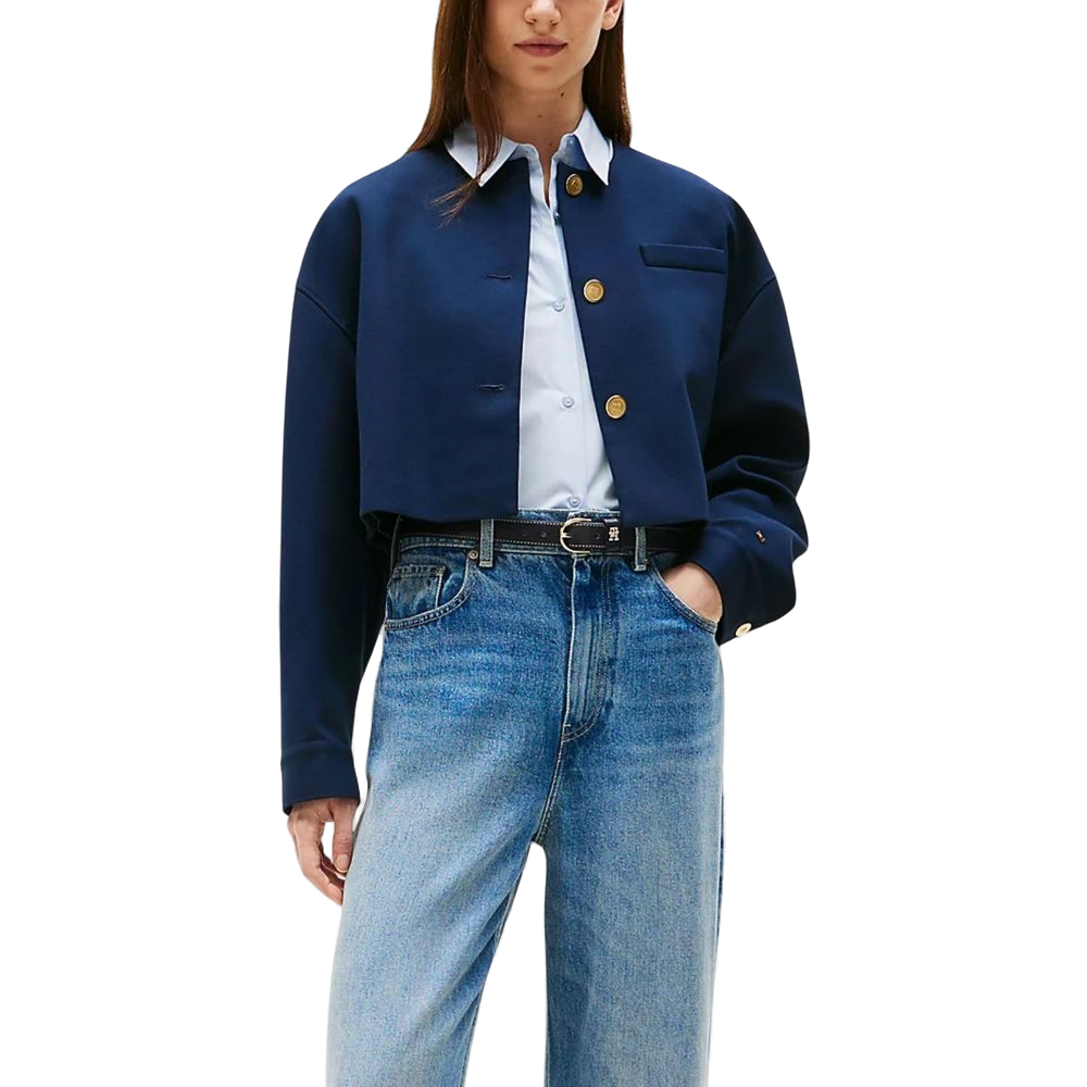 Tommy Hilfiger Cropped Viscose Blazer — Blue by Tommy Hilfiger