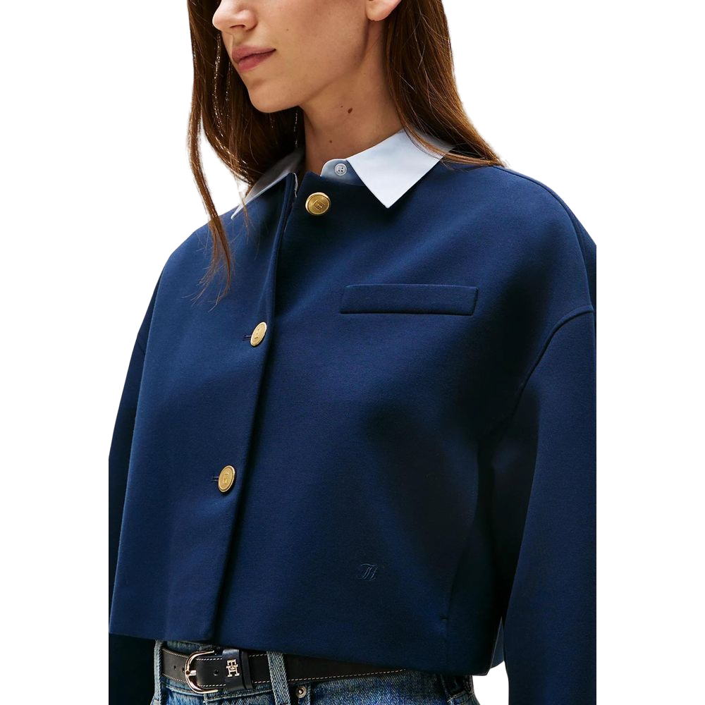 Tommy Hilfiger Cropped Viscose Blazer — Blue, view 3