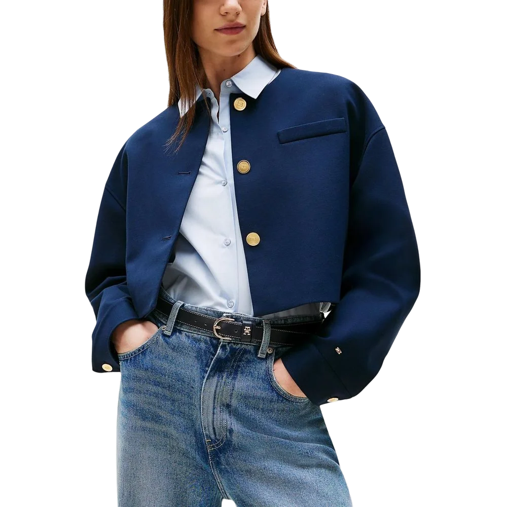 Tommy Hilfiger Cropped Viscose Blazer — Blue, view 4