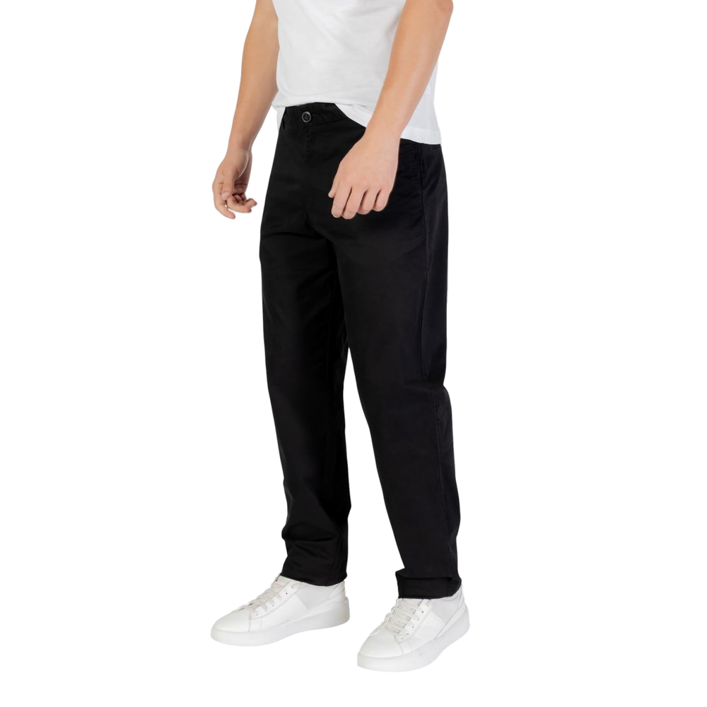 Armani Exchange Slim-Fit Cotton Trousers — Black, view 3