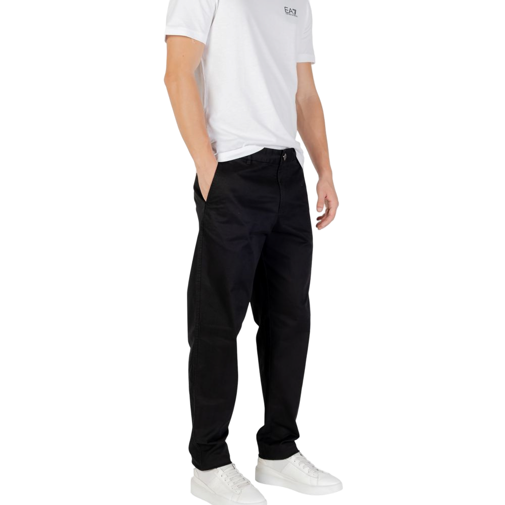 Armani Exchange Slim-Fit Cotton Trousers — Black, view 4