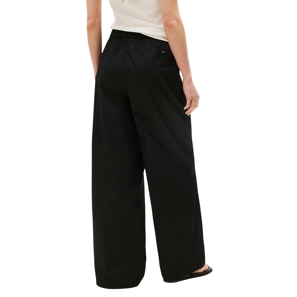 Tommy Hilfiger Organic Cotton Wide-Leg Trousers — Black, view 2