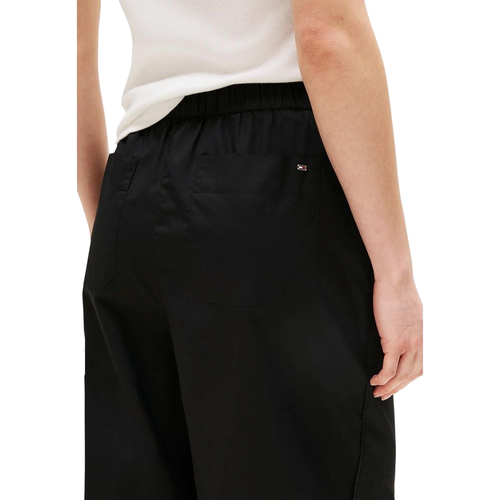 Tommy Hilfiger Organic Cotton Wide-Leg Trousers — Black, view 3