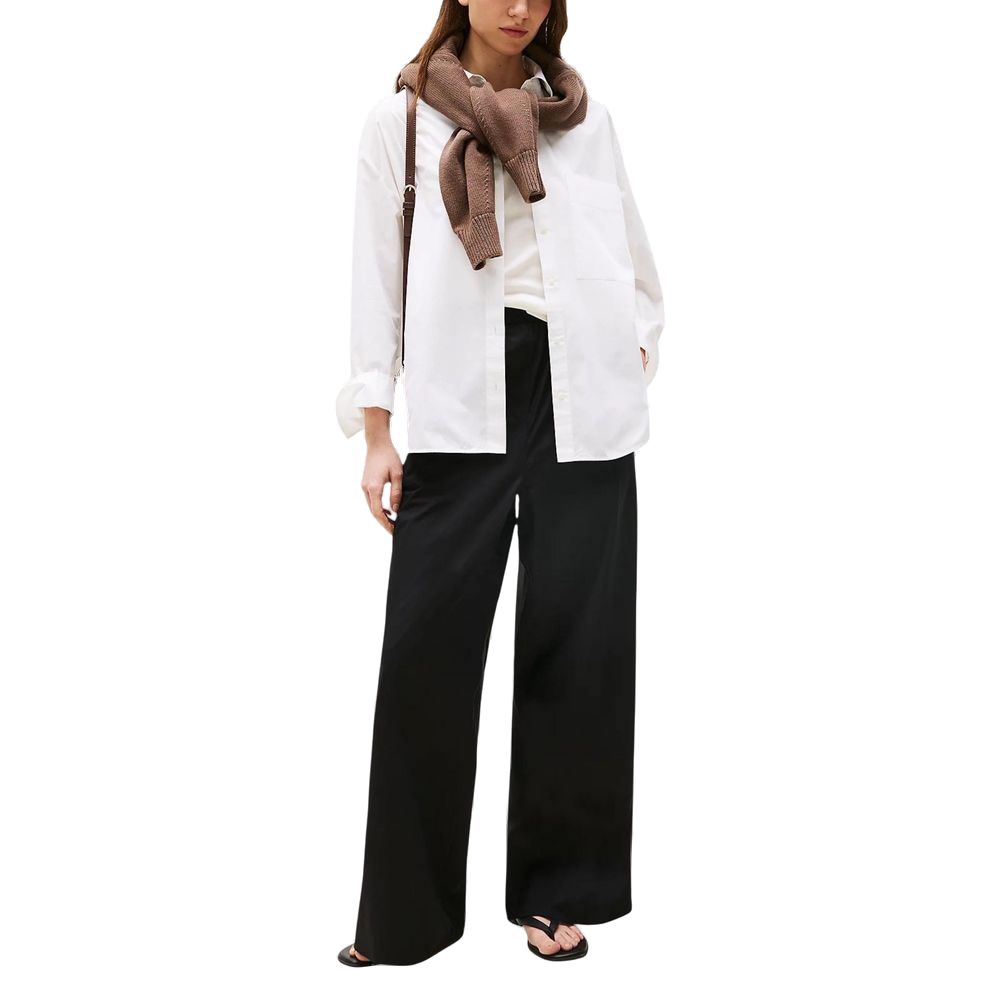 Tommy Hilfiger Organic Cotton Wide-Leg Trousers — Black, view 4