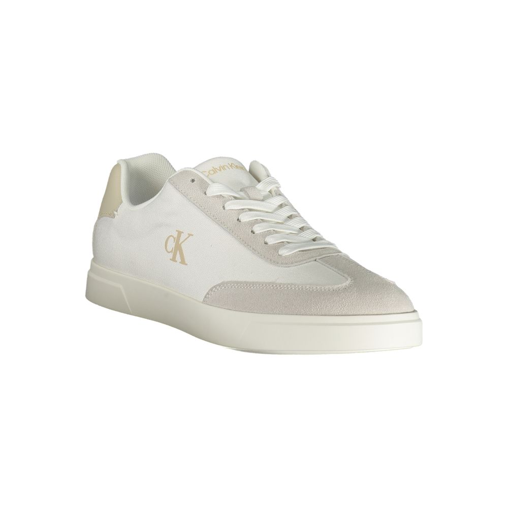 Calvin Klein Mixed-Material Low-Top Sneaker — White, view 2