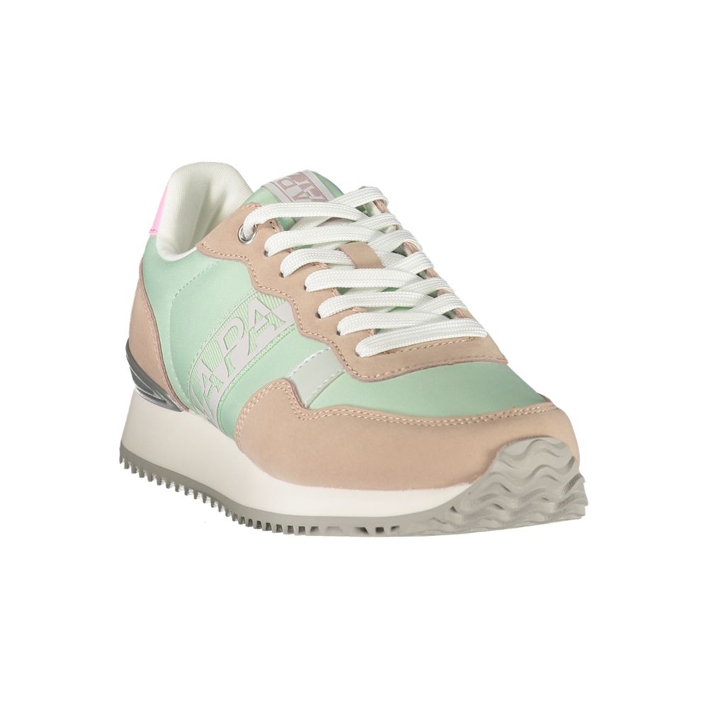 Napapijri Colorblock Polyester Sneaker — Green, view 2