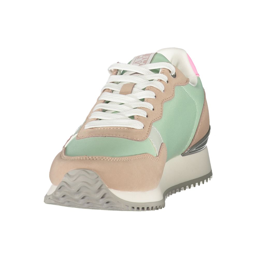 Napapijri Colorblock Polyester Sneaker — Green, view 3