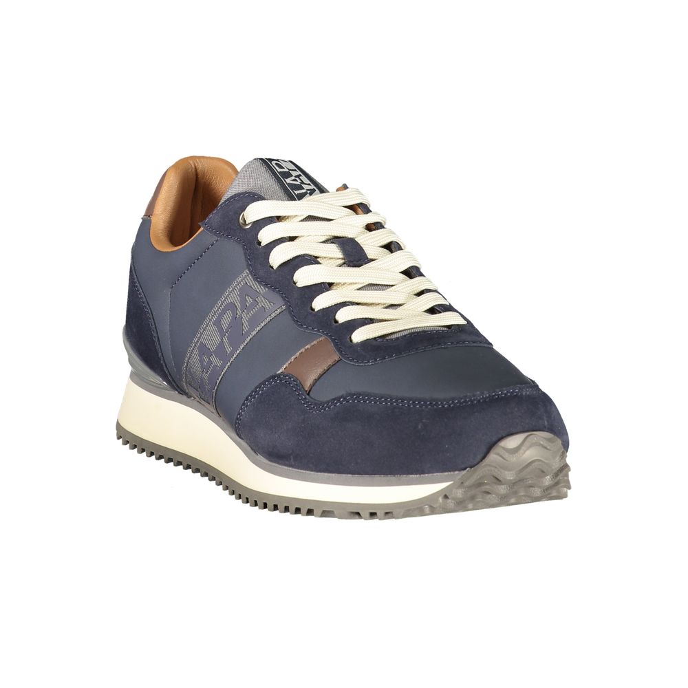 Napapijri Logo-Banded Mixed-Material Sneaker — Blue, view 2
