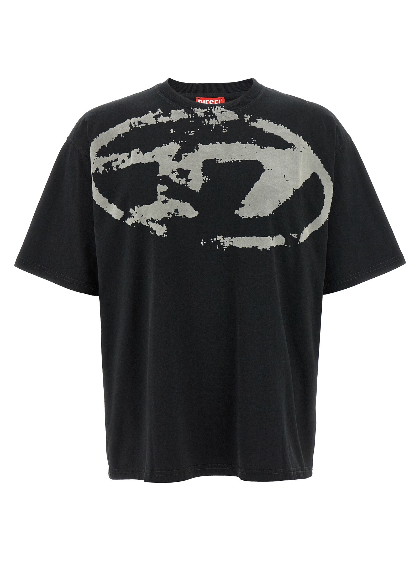 Diesel Flocked Logo Cotton T-Shirt — Black by Diesel
