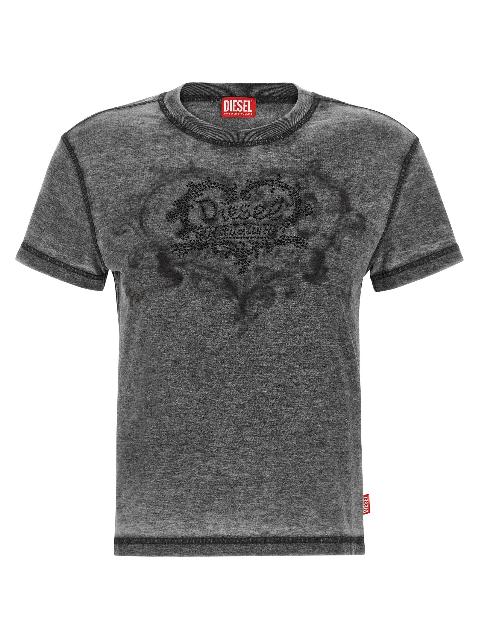 Diesel Rhinestone Logo T-Shirt — Gray by Diesel