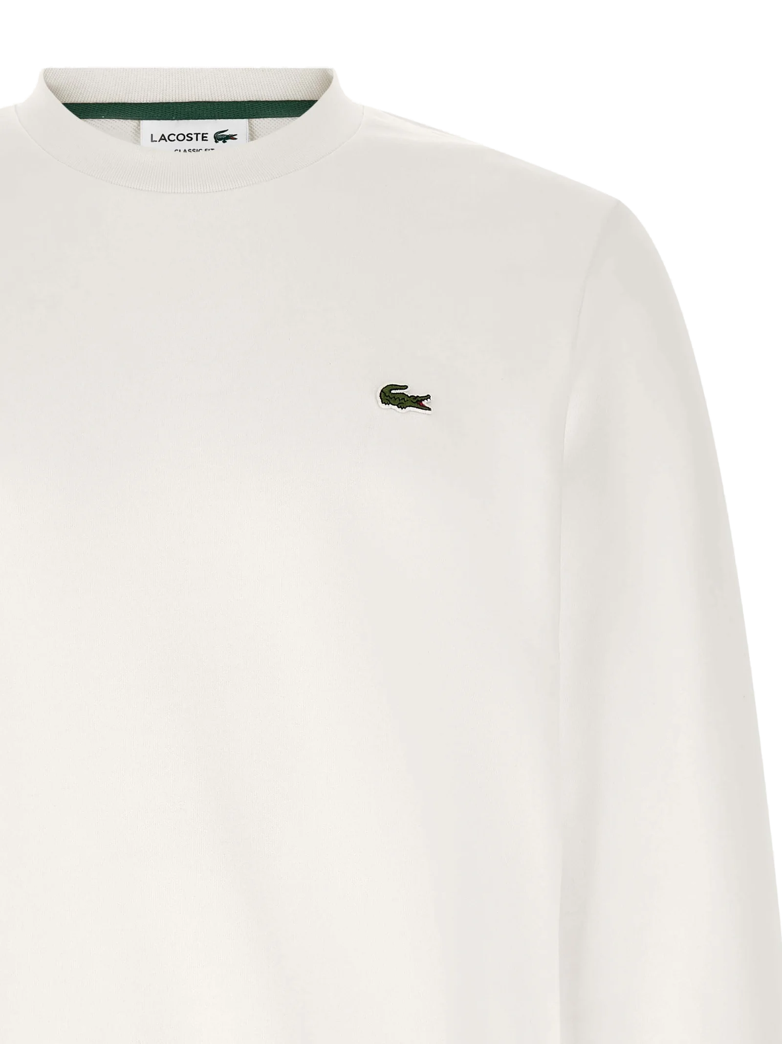 Lacoste Embroidered Logo Cotton Sweatshirt — White, view 3