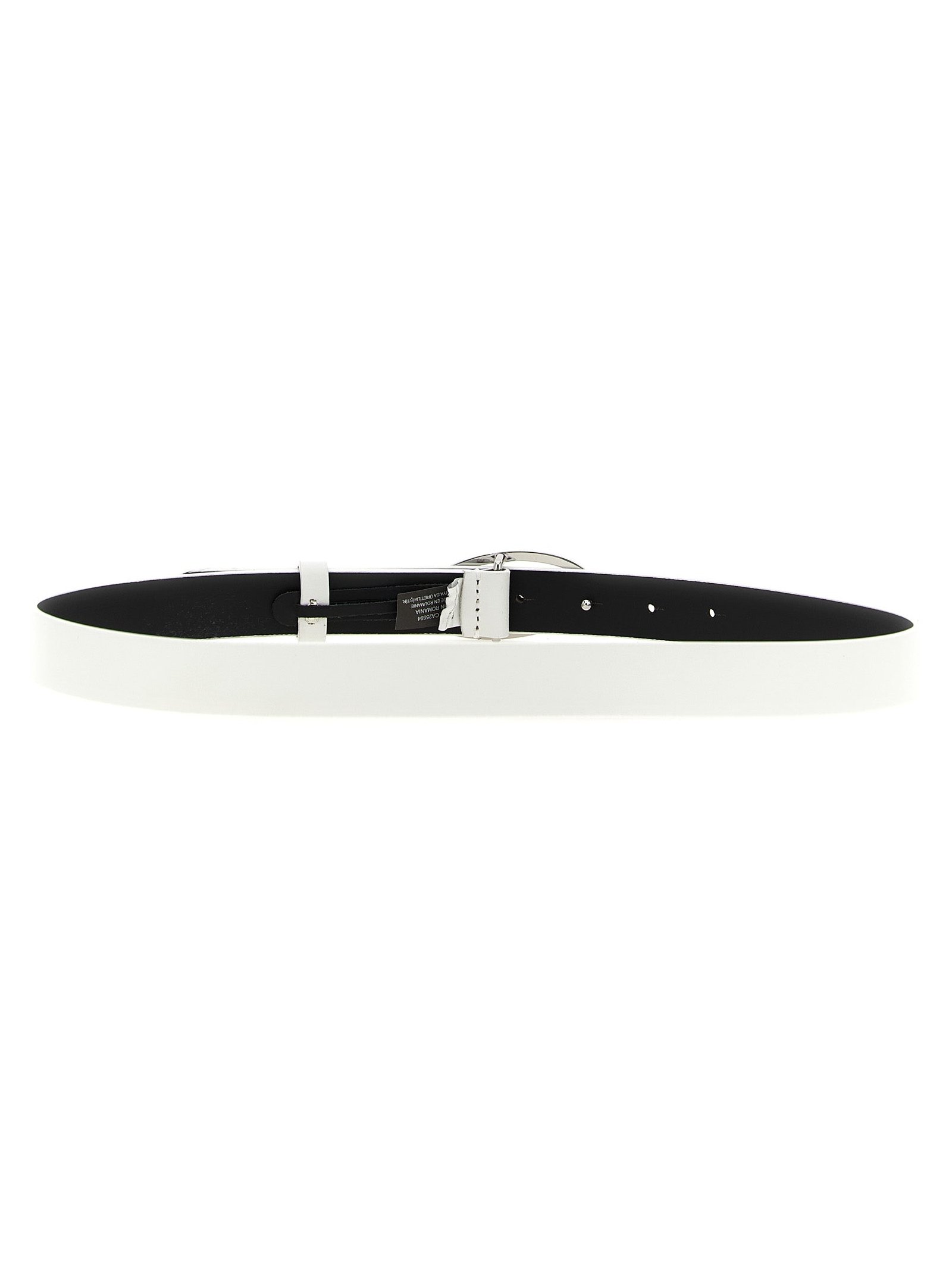 Diesel Leather with Metal Oval Buckle Belt — White, view 2