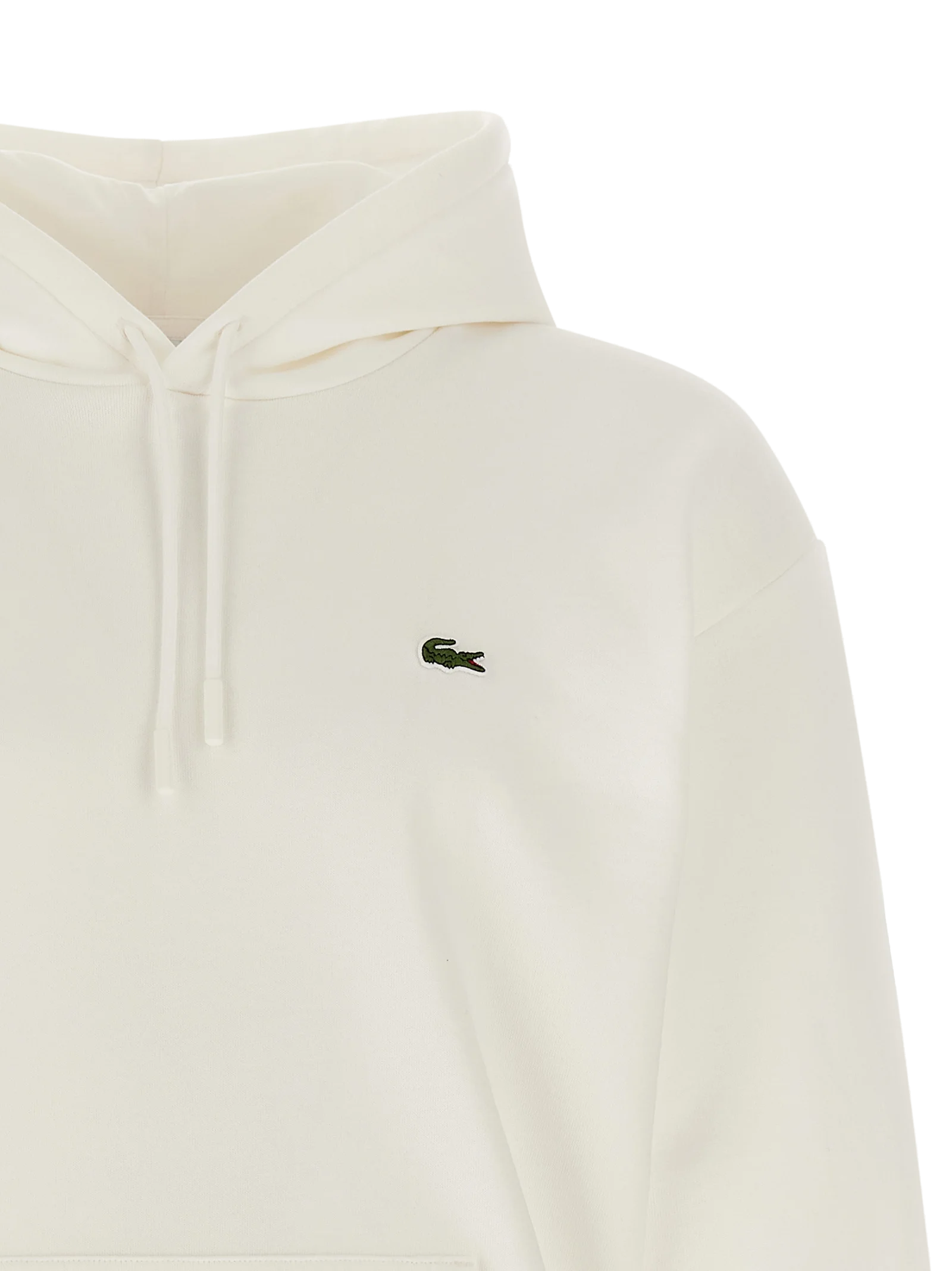 Lacoste Cotton-Blend Hoodie — White, view 3