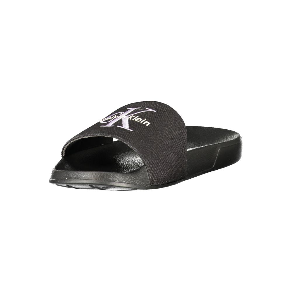 Calvin Klein Logo-Embroidered Polyurethane Slipper — Black, view 3