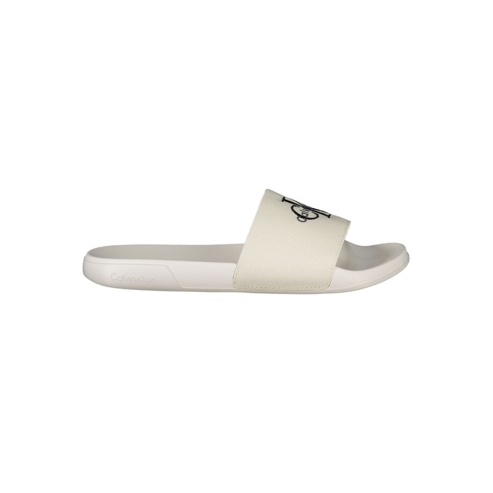 Calvin Klein Logo-Embroidered Polyester Slipper — White by Calvin Klein