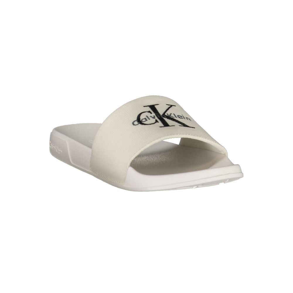 Calvin Klein Logo-Embroidered Polyester Slipper — White, view 2